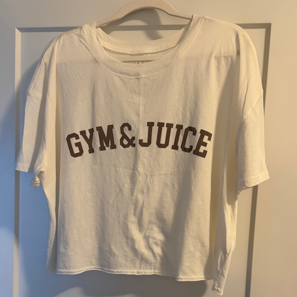 Z SUPPLY Active 'Gym & Juice' White Cropped Tee